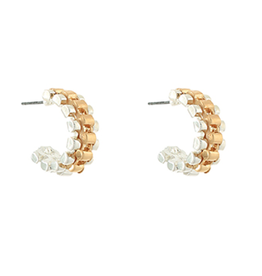 Golden Stella Pearl Edge Chain Hoops
