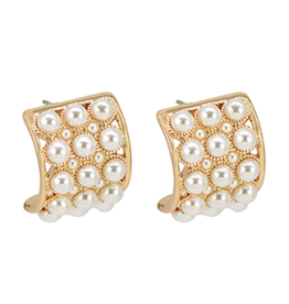 Golden Stella Deco Pearl Cluster Hoops
