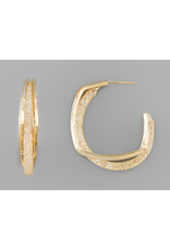 Golden Stella Textured Twist Hoop Earrings