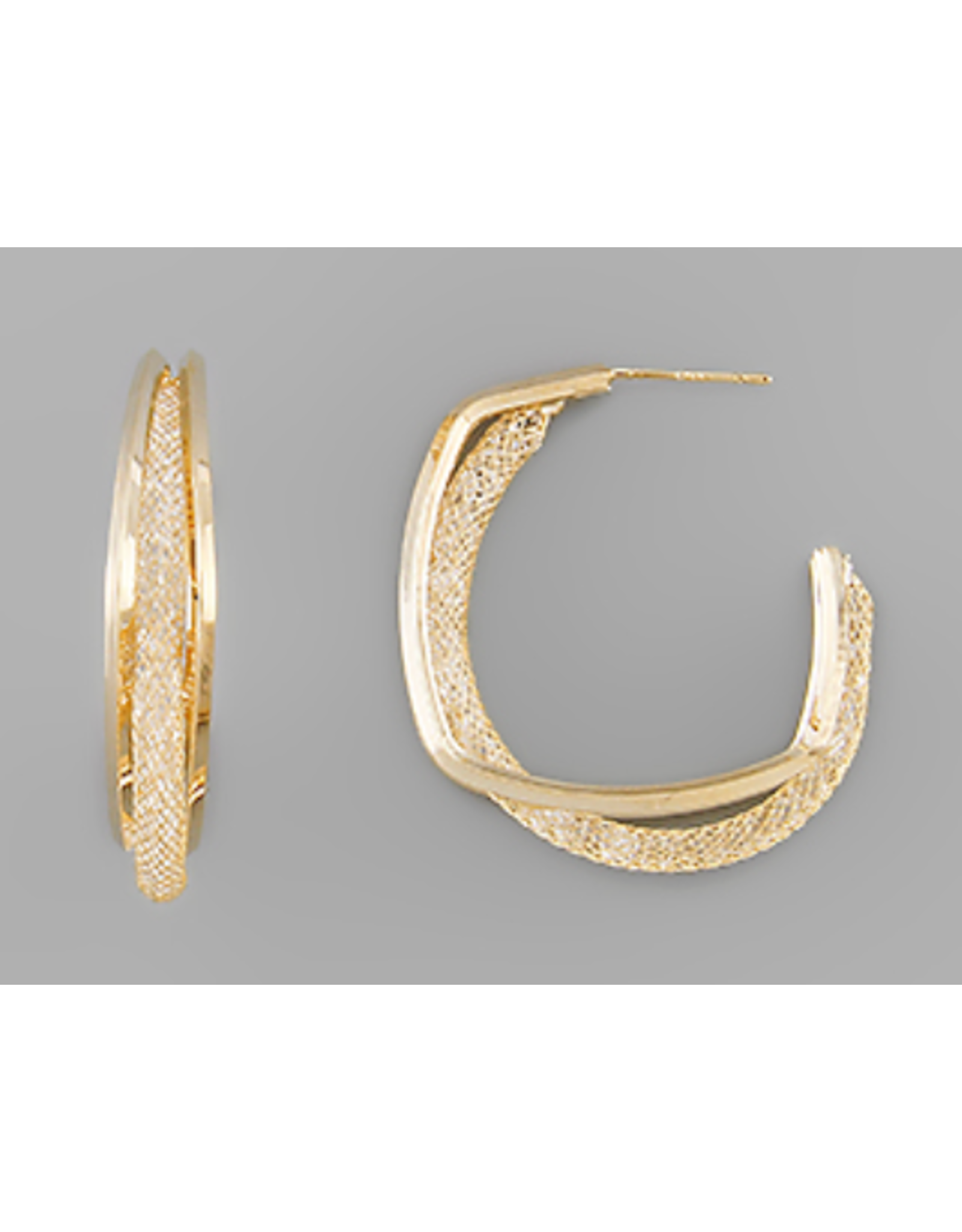 Golden Stella Textured Twist Hoop Earrings