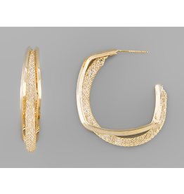 Golden Stella Textured Twist Hoop Earrings