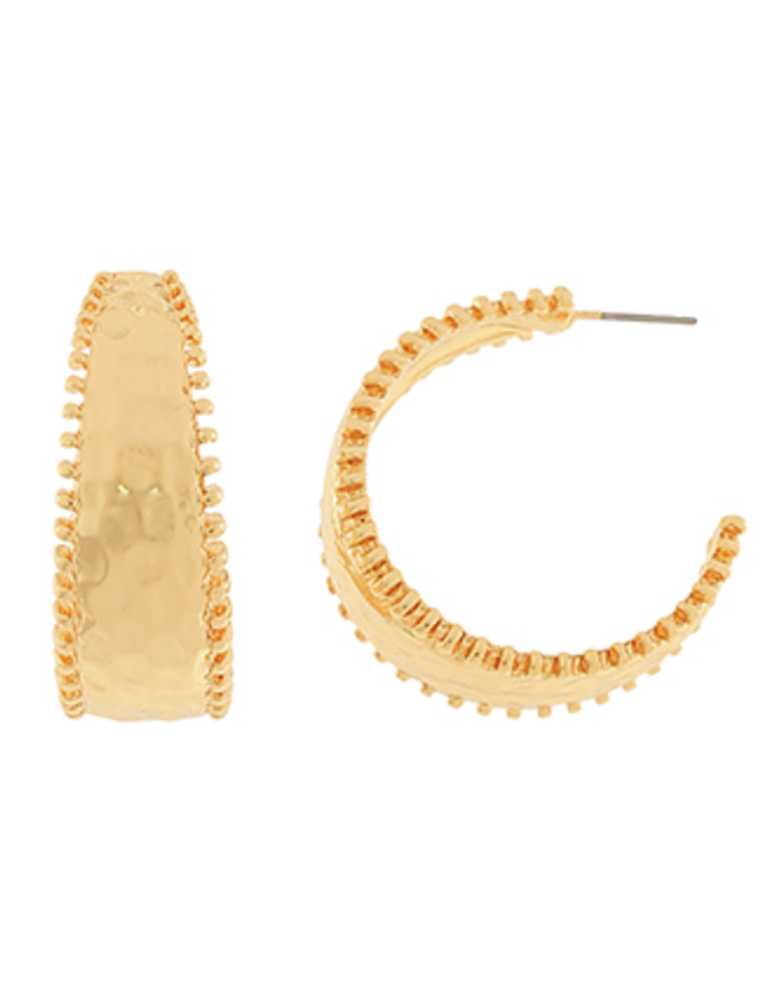 Golden Stella Hammered Ridge Hoops