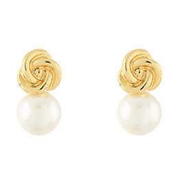 Golden Stella Timeless Knot Pearl Studs