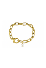 Maryna Gold Tone Chain Bracelet, Single Pearl