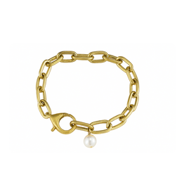 Maryna Gold Tone Chain Bracelet, Single Pearl