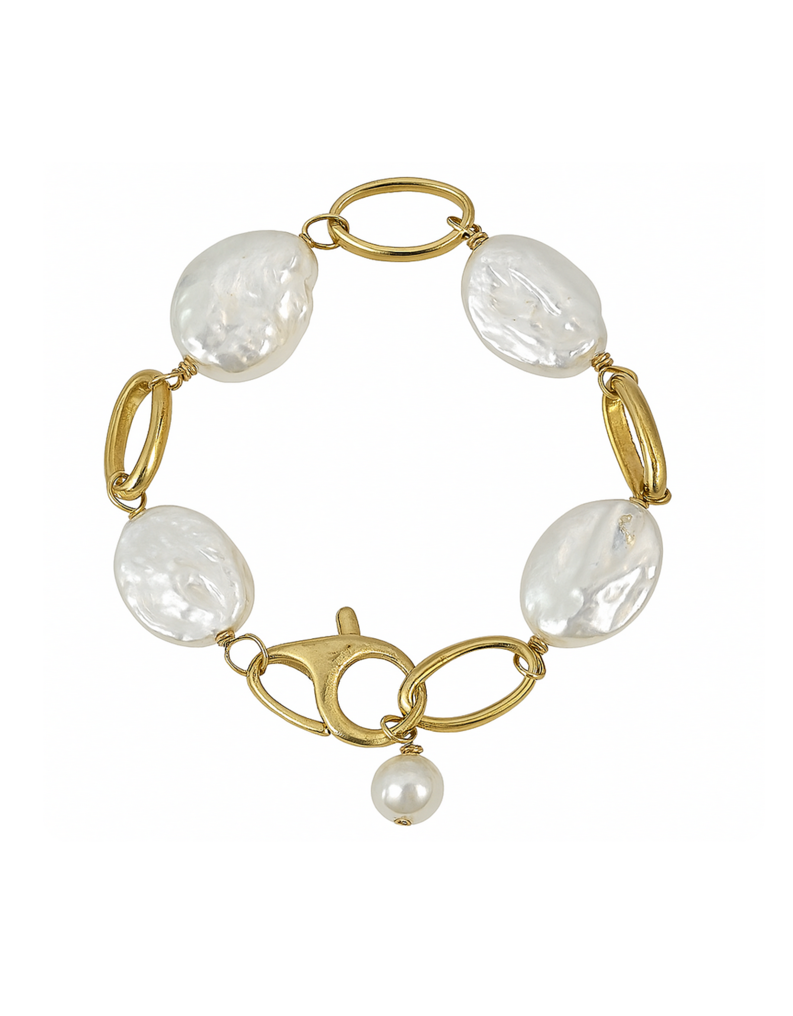 Maryna Pearl & Gold Link Bracelet
