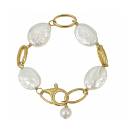 Maryna Pearl & Gold Link Bracelet