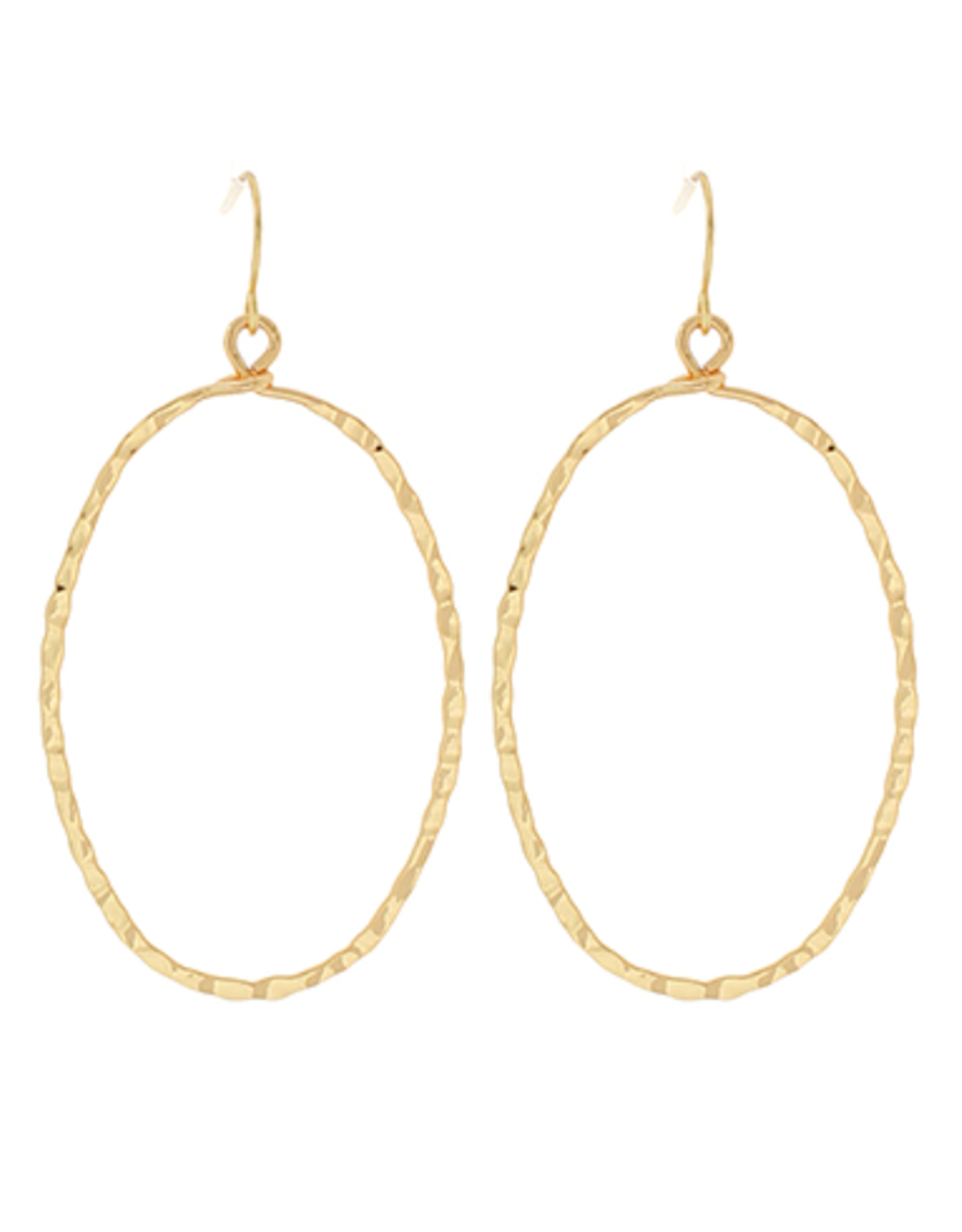 Golden Stella Hammered Oval Hoops