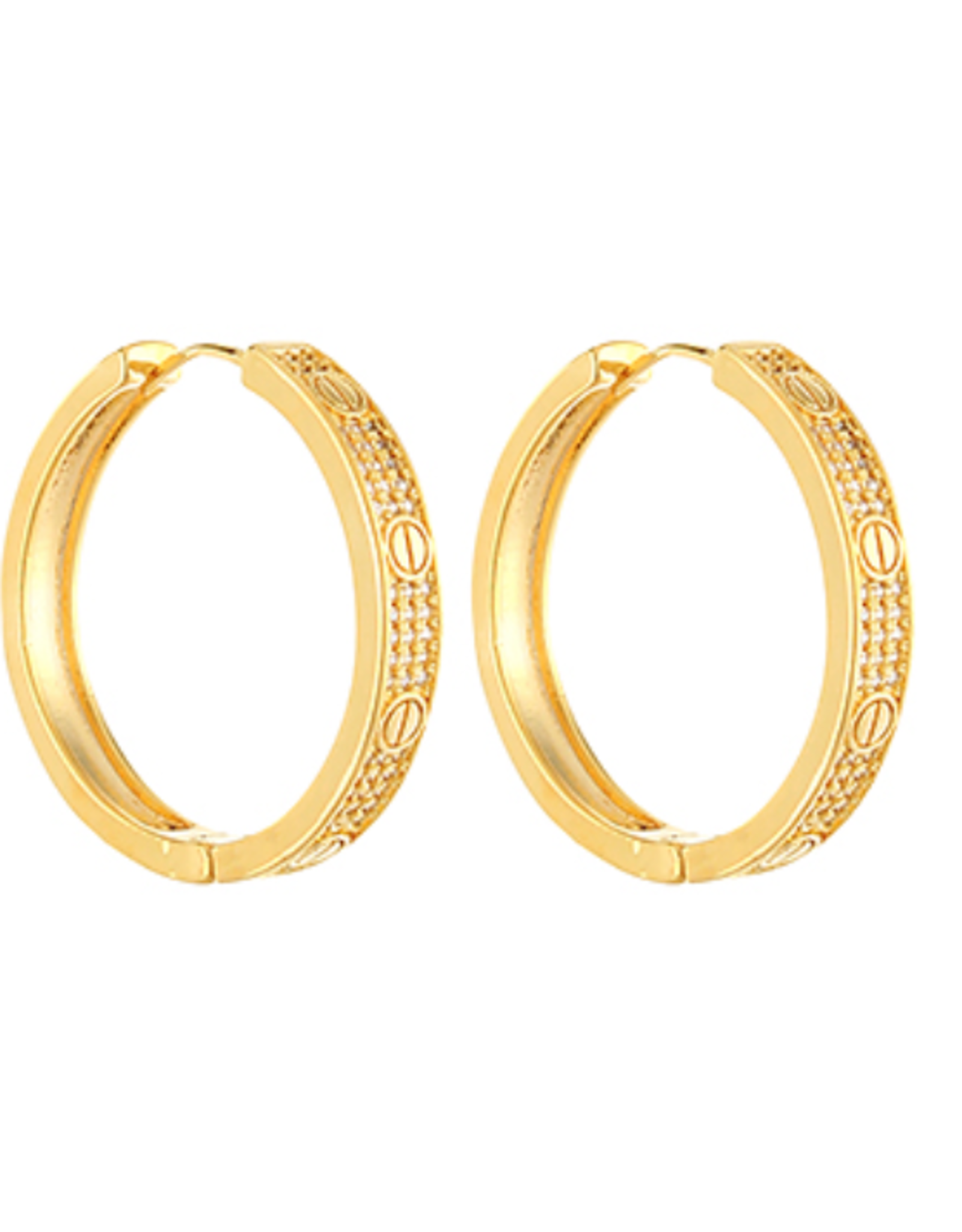 Golden Stella Love Lock Gold Hoops