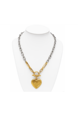Maryna Two-Tone Heart Charm Necklace