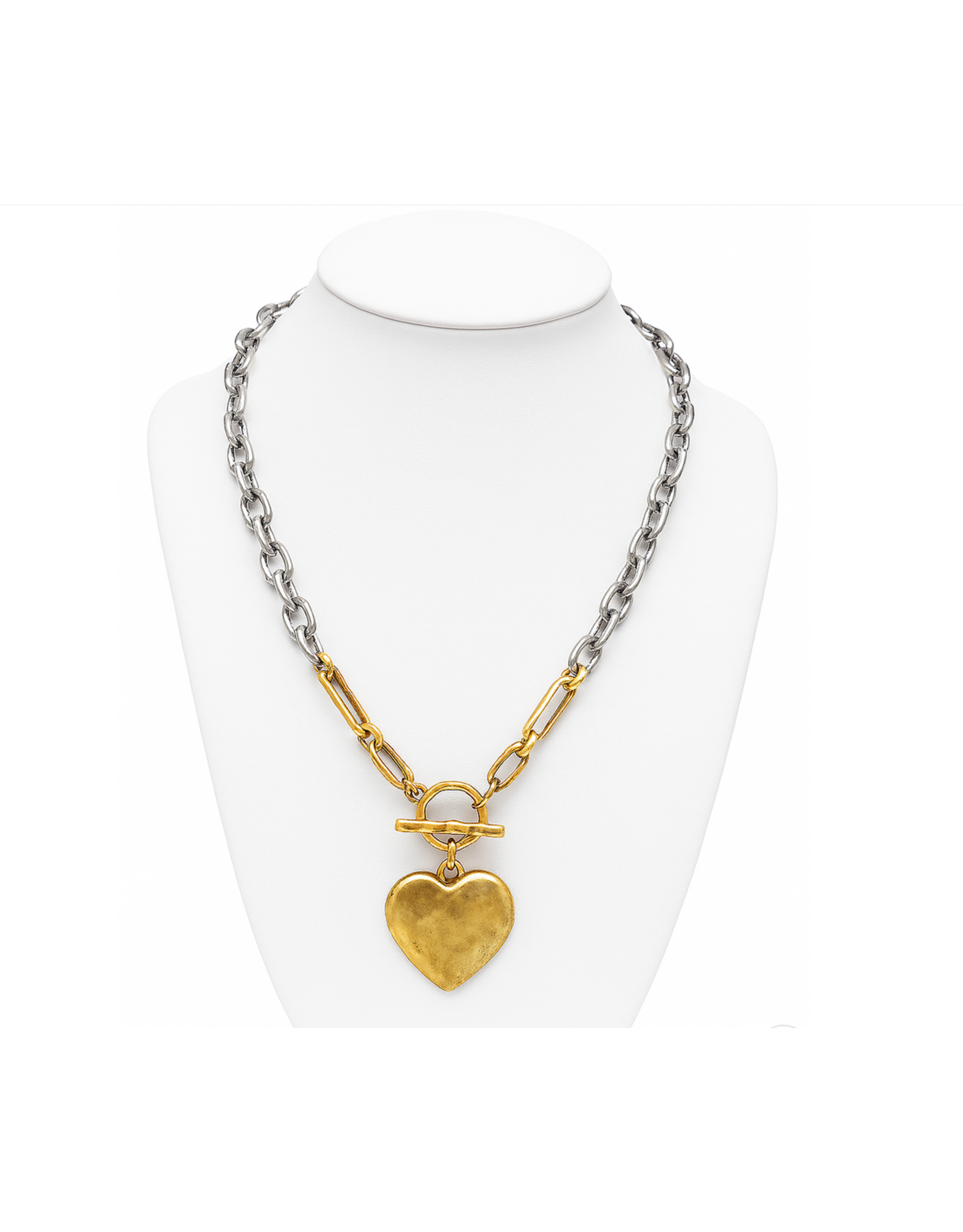 Maryna Two-Tone Heart Charm Necklace