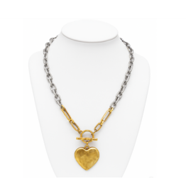 Maryna Two-Tone Heart Charm Necklace