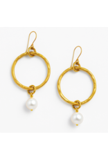 Maryna Golden Halo Pearl Drop Earrings