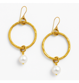 Maryna Golden Halo Pearl Drop Earrings