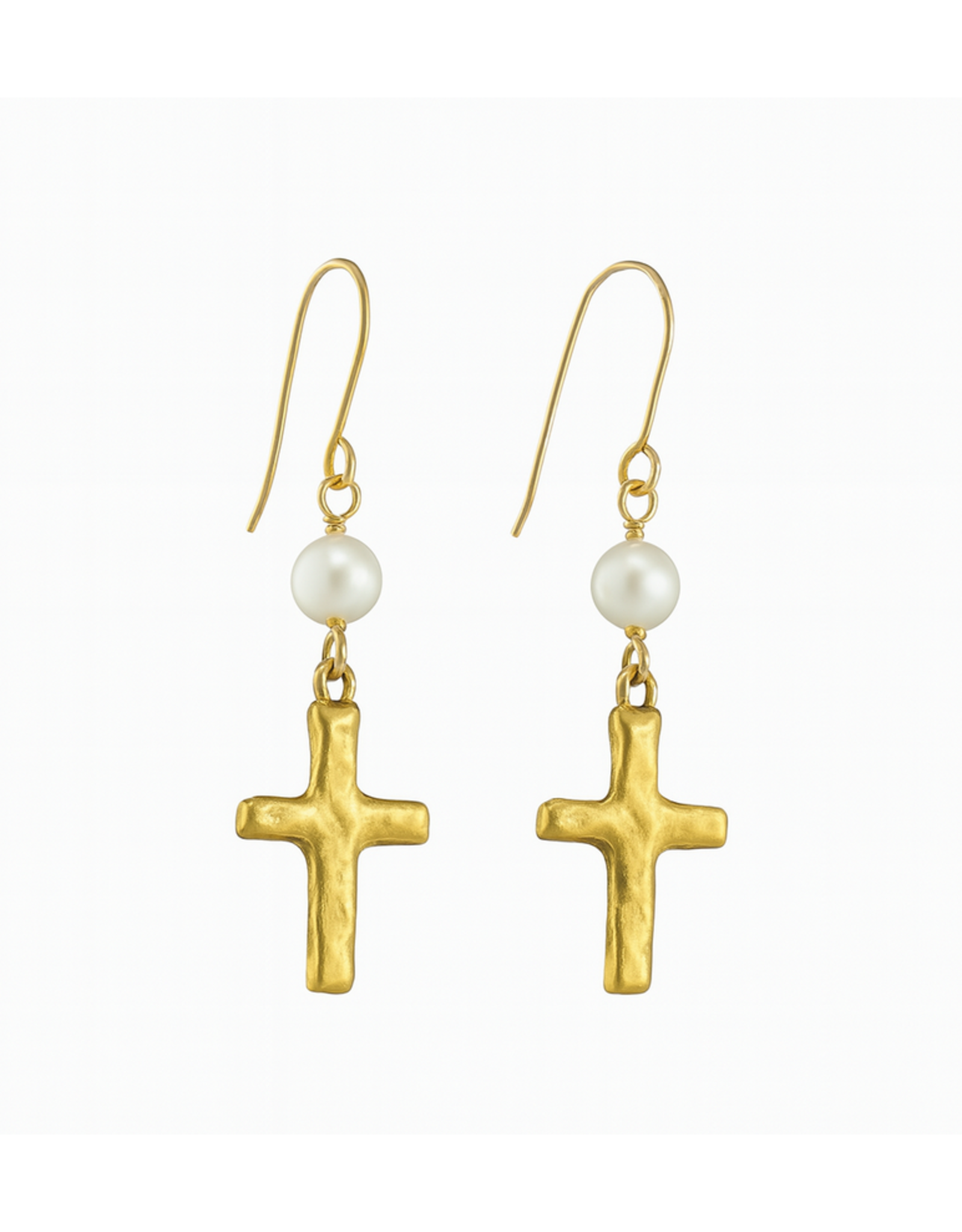 Maryna Faith & Grace Pearl Cross Earrings