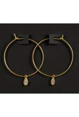 Golden Stella Teardrop Charm Hoops