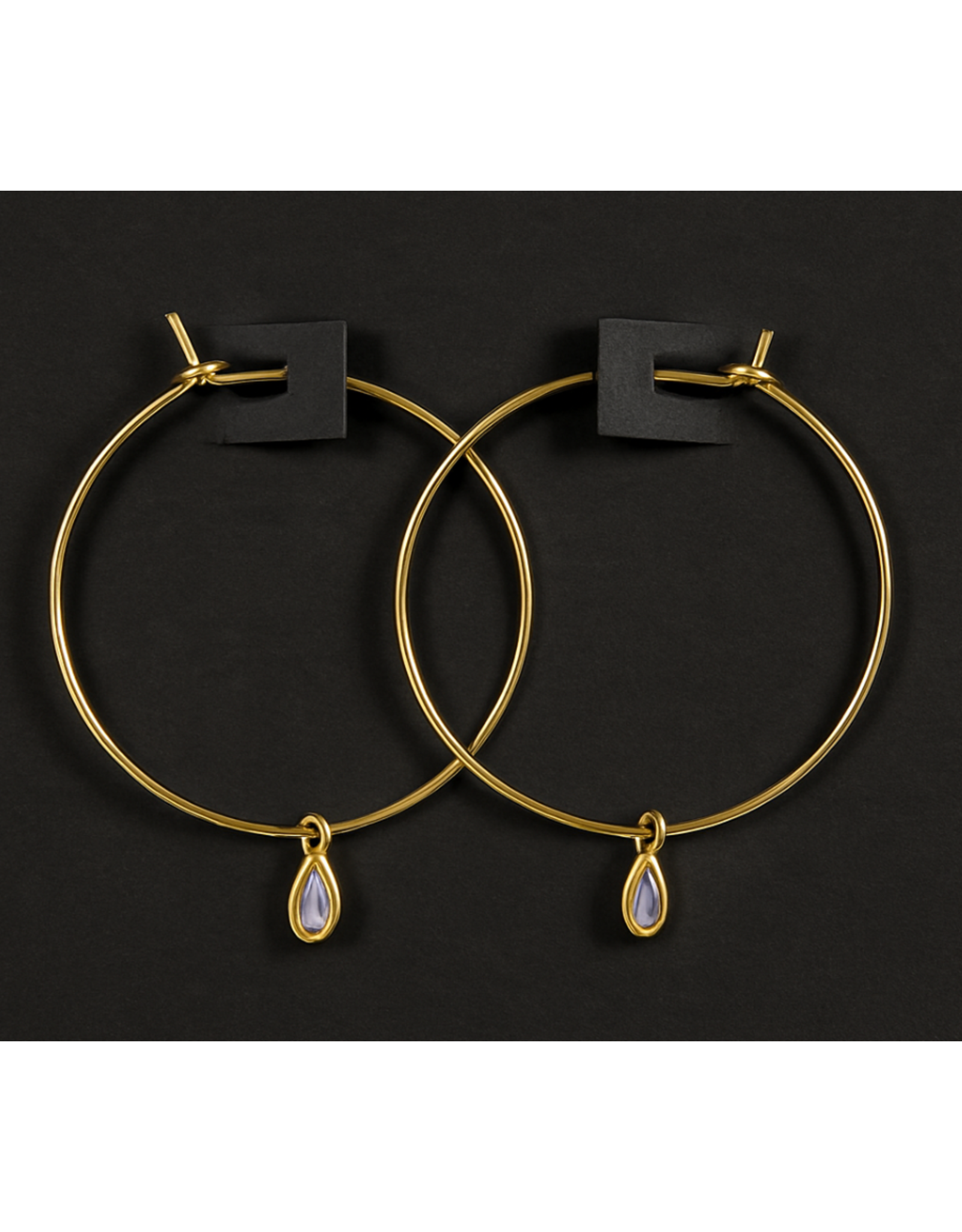 Golden Stella Teardrop Charm Hoops