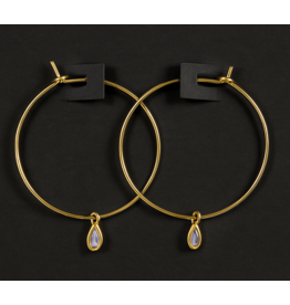 Golden Stella Teardrop Charm Hoops