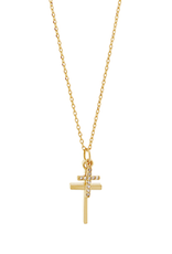 Golden Stella Layered Cross Charm Necklace