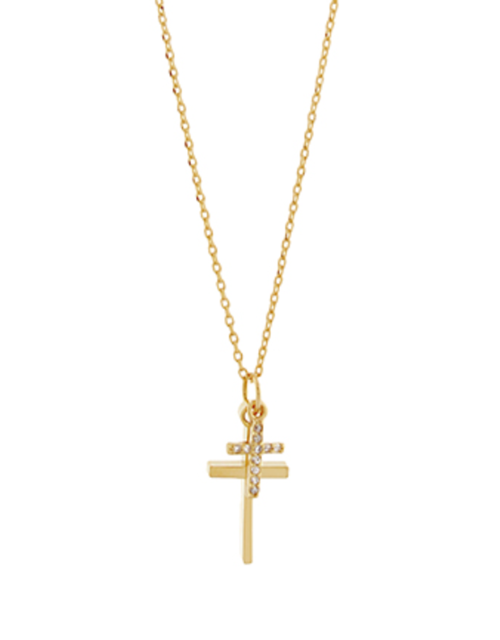 Golden Stella Layered Cross Charm Necklace