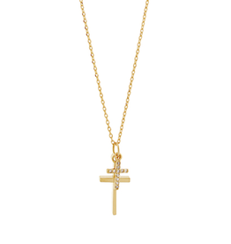 Golden Stella Layered Cross Charm Necklace