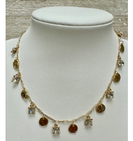 Golden Stella Glimmer Charm Drop Necklace