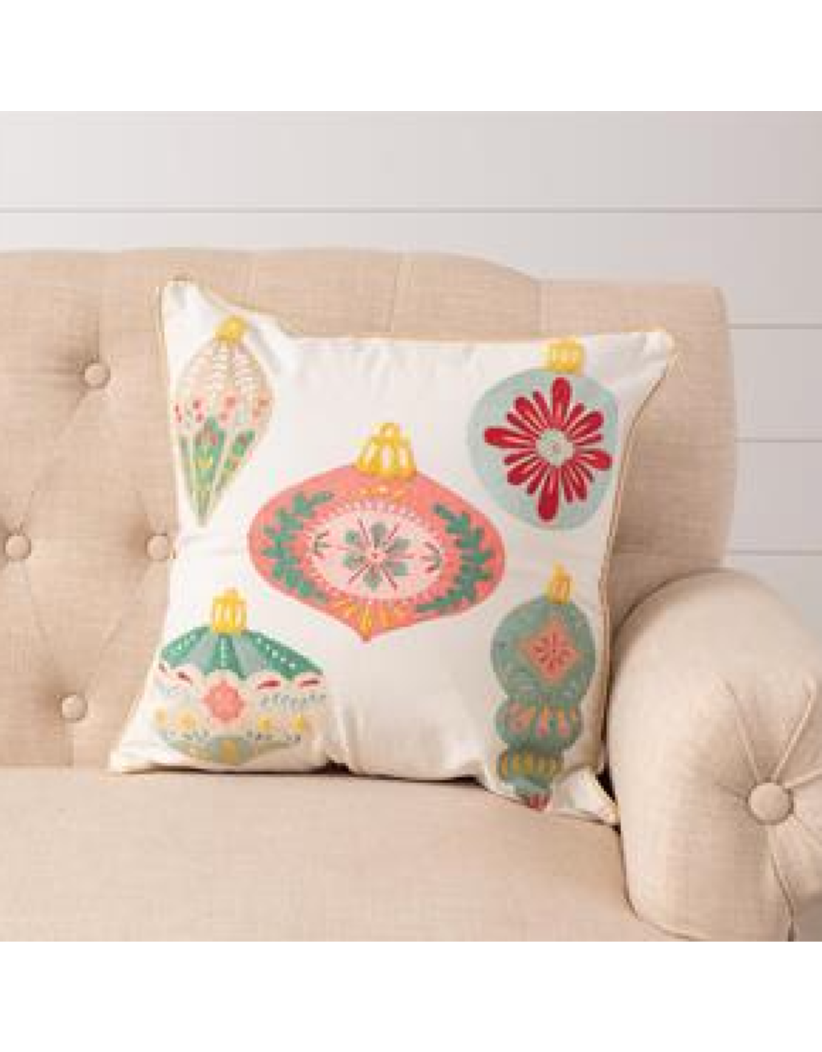 audreys Merry Ornament Embroidered Pillow