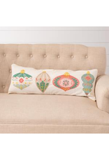 audreys Merry Ornaments Embroidered Lumbar Pillow