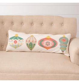 audreys Merry Ornaments Embroidered Lumbar Pillow