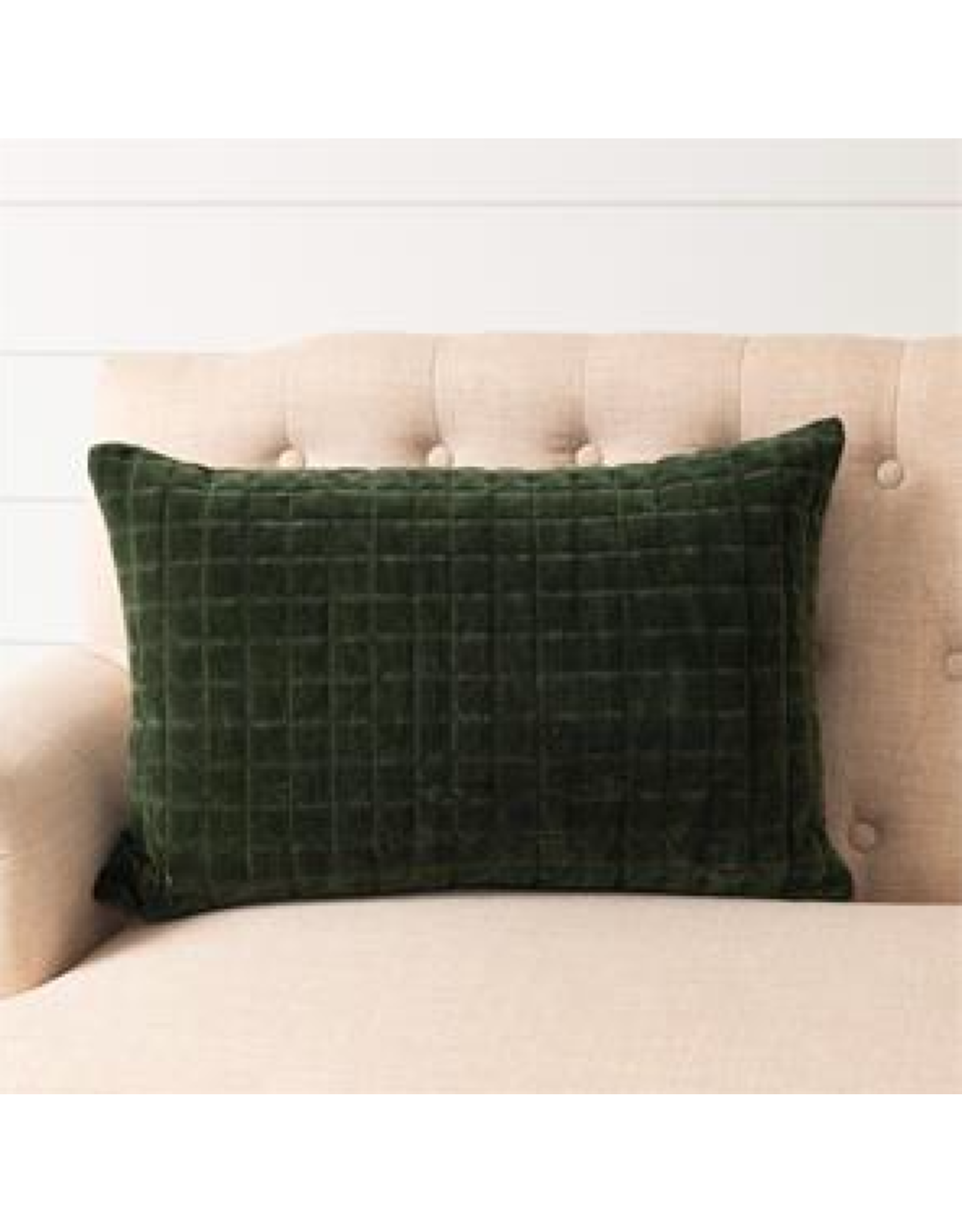 audreys Quilted Velvet, Forest Green Pillow