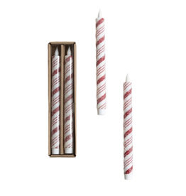 Creative Co-Op Candy Cane LED Taper Candles (Set of 2)