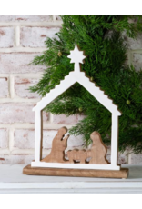 PD Home & Garden White Enamel Nativity Scene