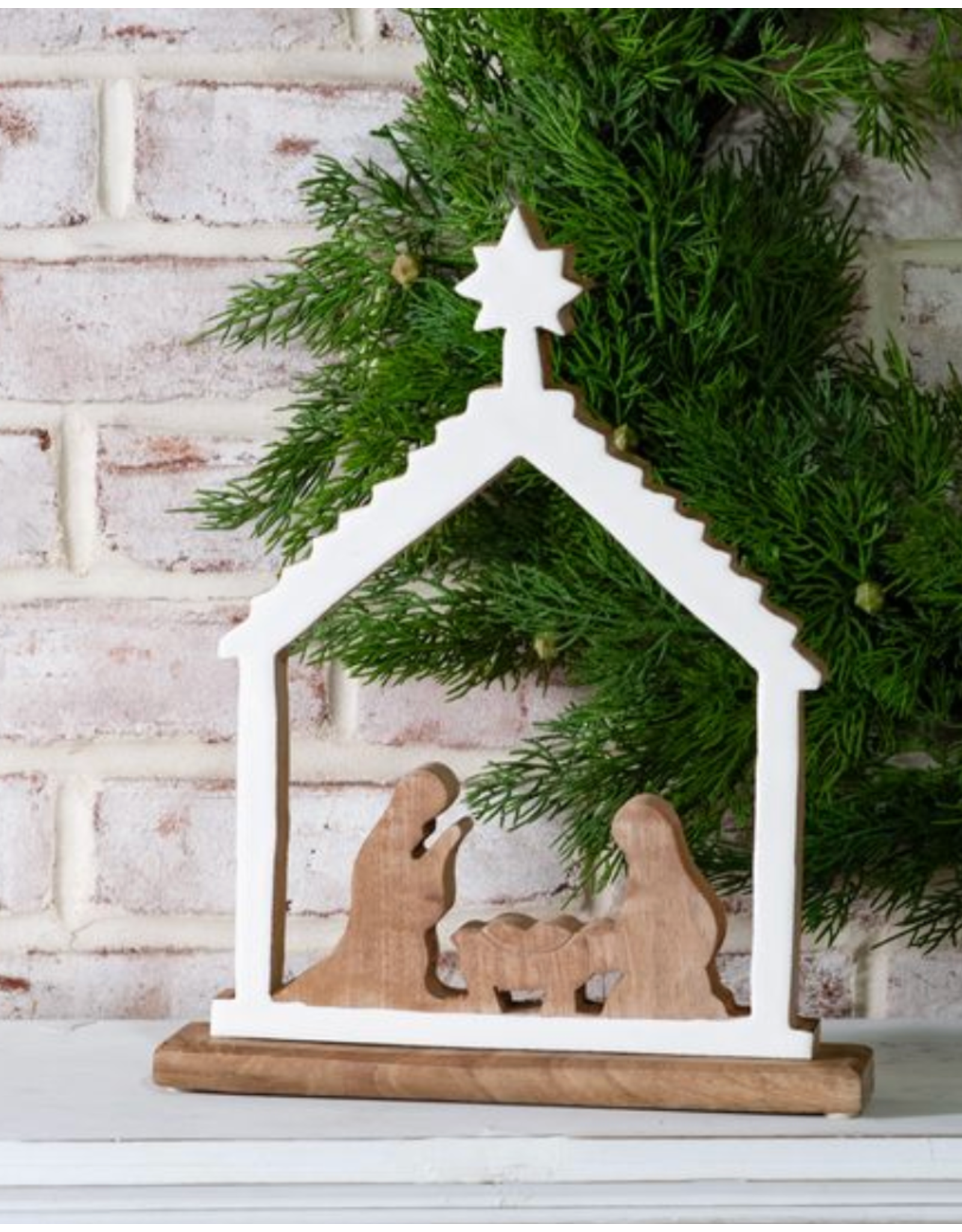 PD Home & Garden White Enamel Nativity Scene