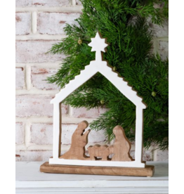 PD Home & Garden White Enamel Nativity Scene