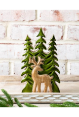 PD Home & Garden Green Wood Trees with Deer Cutout