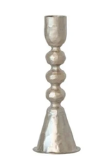 Creative Co-Op Hammered Silver Triple-Bead Taper Candle Holder