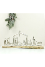 PD Home & Garden Natural Wood & Silver-Tone Nativity, 19.7"
