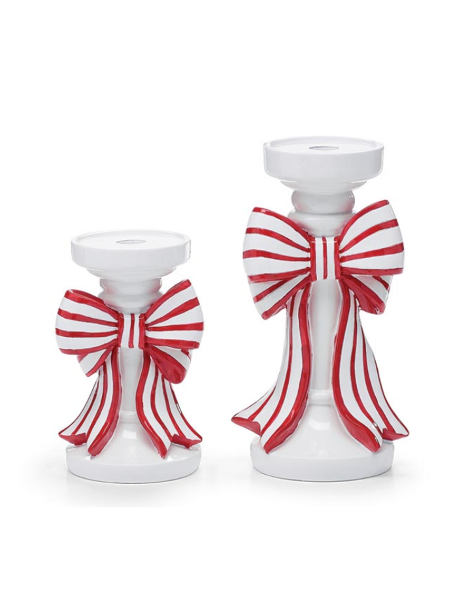 Burton & Burton Red & White Bow Candle Holder, Small