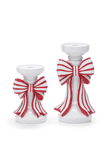 Burton & Burton Red & White Bow Candle Holder, Large