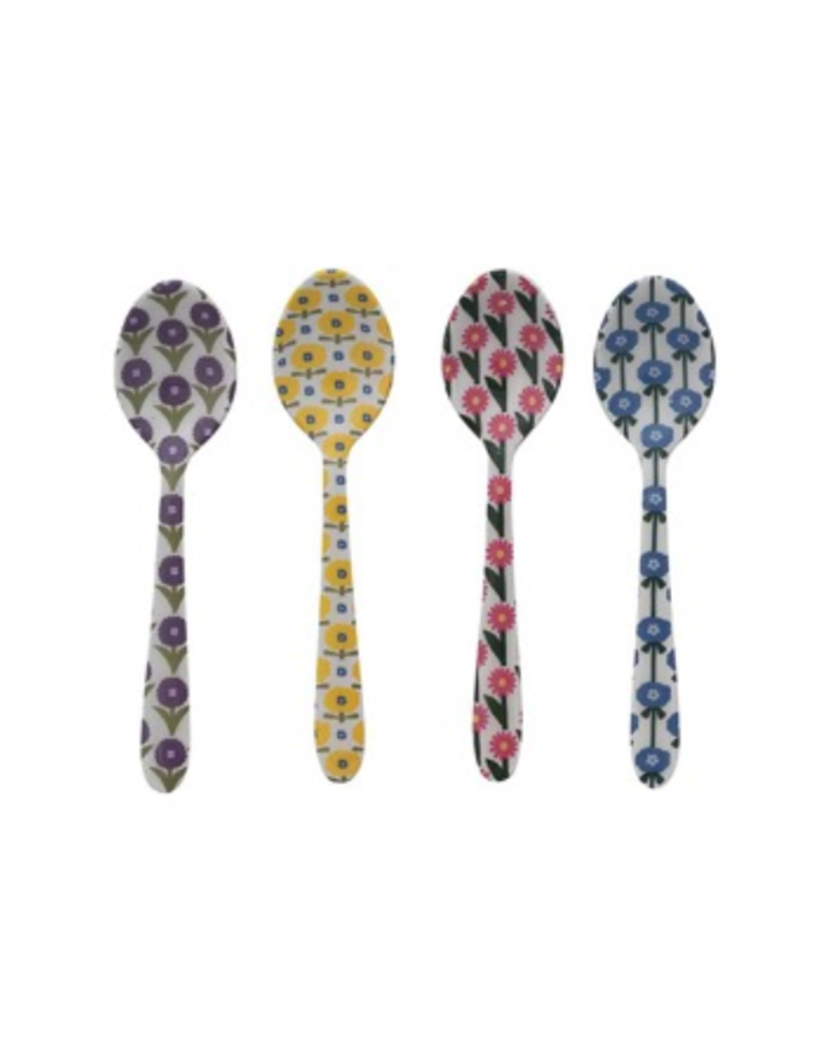 Hazel Mazel Enameled Stainless Steel Spoon with Flower Pattern