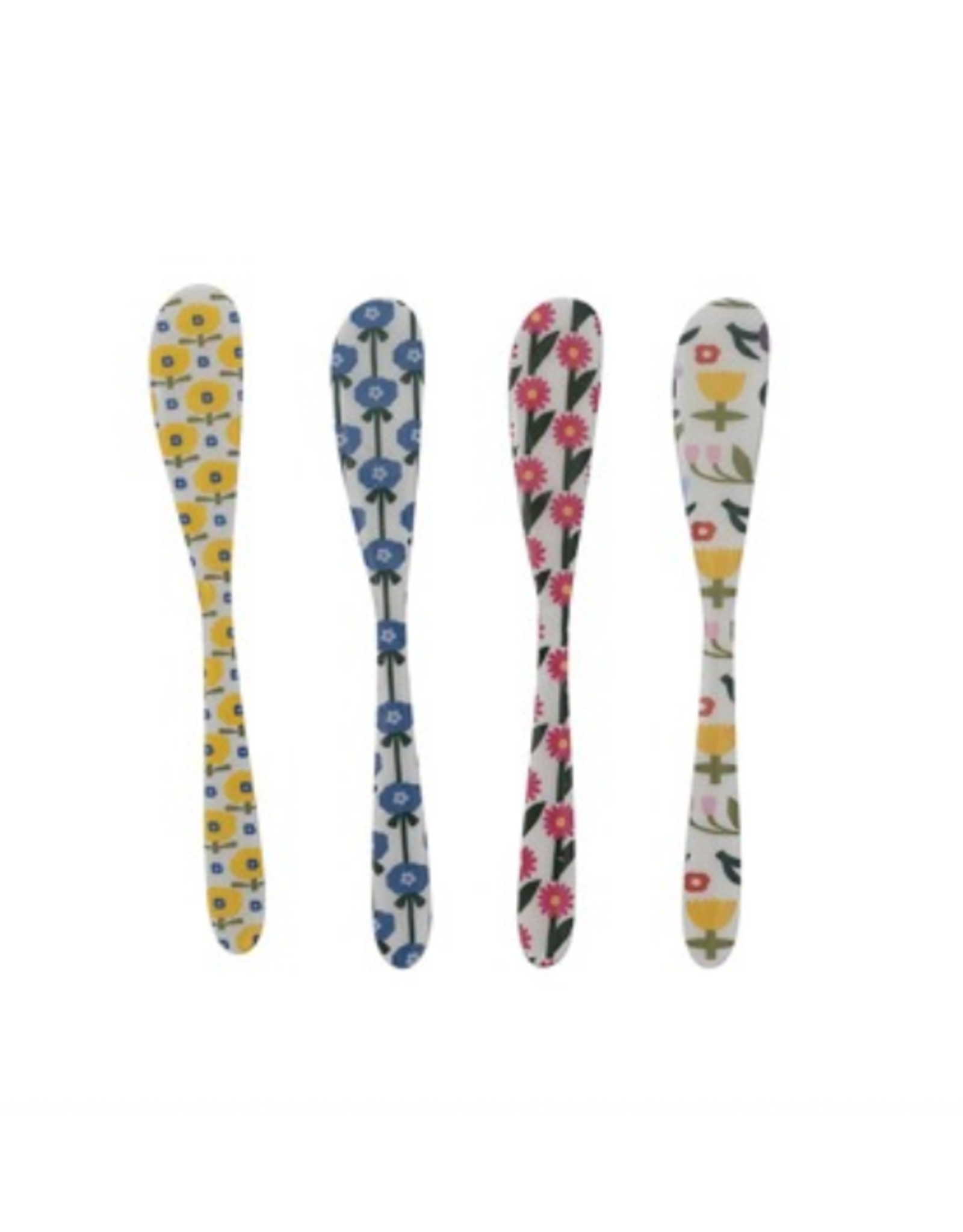 Hazel Mazel Enamel Stainless Steel Canape Knife, Flower Pattern