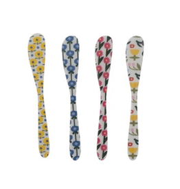Hazel Mazel Enamel Stainless Steel Canape Knife, Flower Pattern