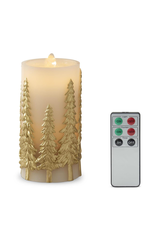 K & K 7.75" Gold embossed Trees LED Water Candle