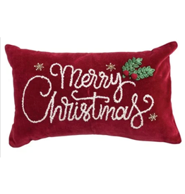 Creative Co-Op Vintage Merry Christmas Velvet Pillow