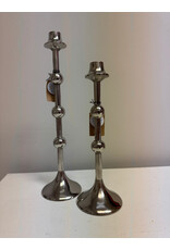 Creative Co-Op Silver Cast Iron Taper Holder with Ball 15"