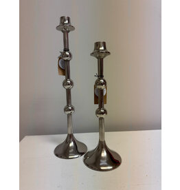 Creative Co-Op Silver Cast Iron Taper Holder with Ball 15"