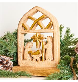 Mary Square MS Wood Nativity Scene