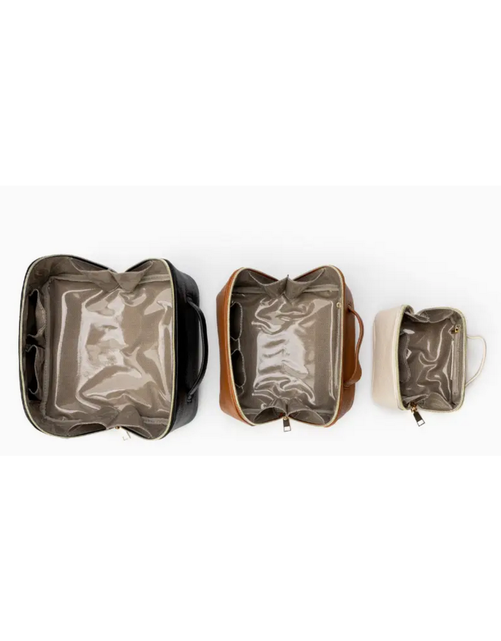 A Wink & A Nod Set of 3 Leather Cosmetic Bags