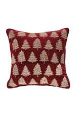 Melrose Maroon Pillow with Gold Embroidered Trees