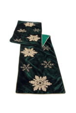 Melrose Regal Green Table Runner with Gold Snowflakes